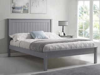 4ft Small Double Torre Grey painted wood bed frame, low foot end